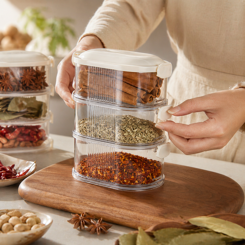 Brineliacosh® Multi-Layer Stackable Spice Organizer with Moisture Protection