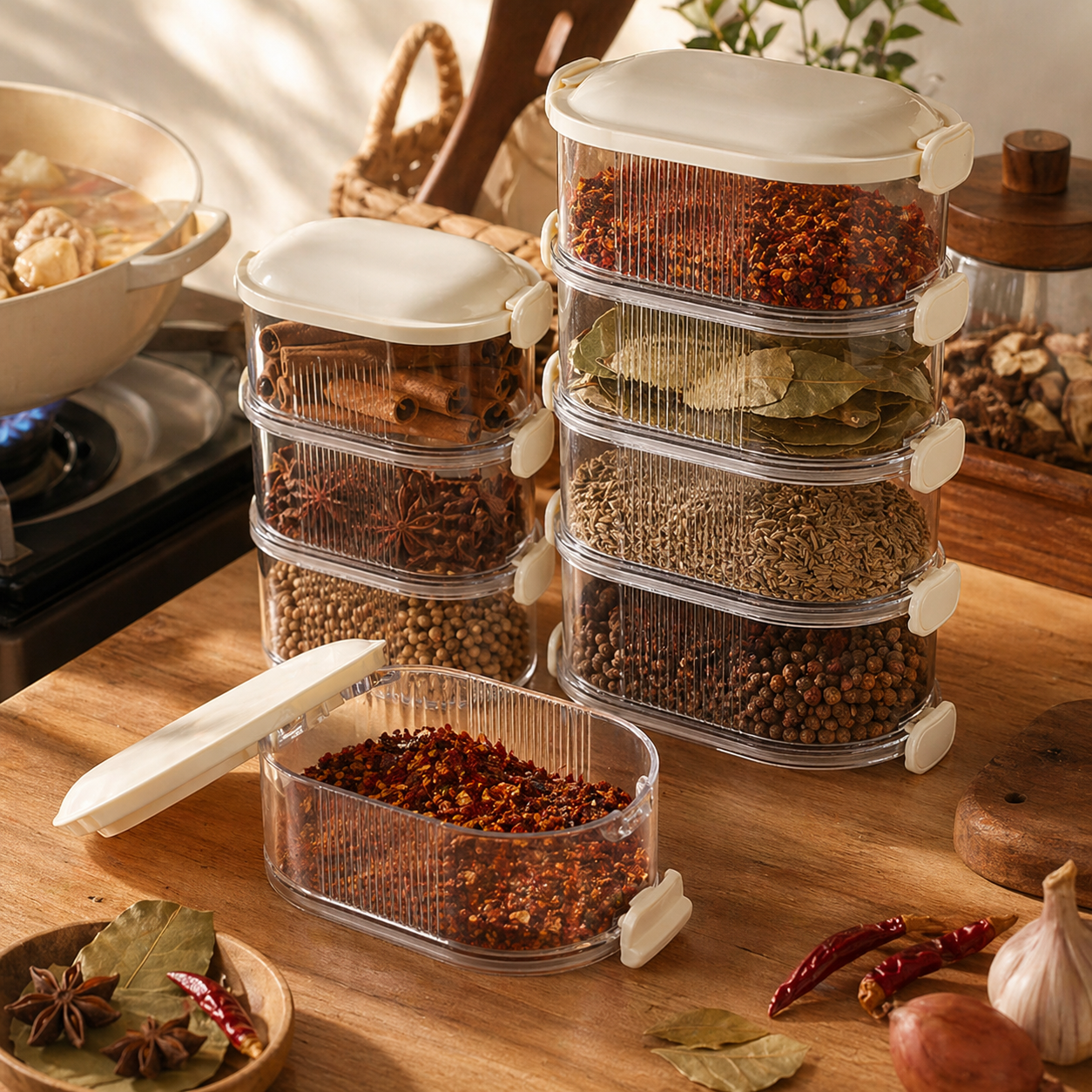 Brineliacosh® Multi-Layer Stackable Spice Organizer with Moisture Protection