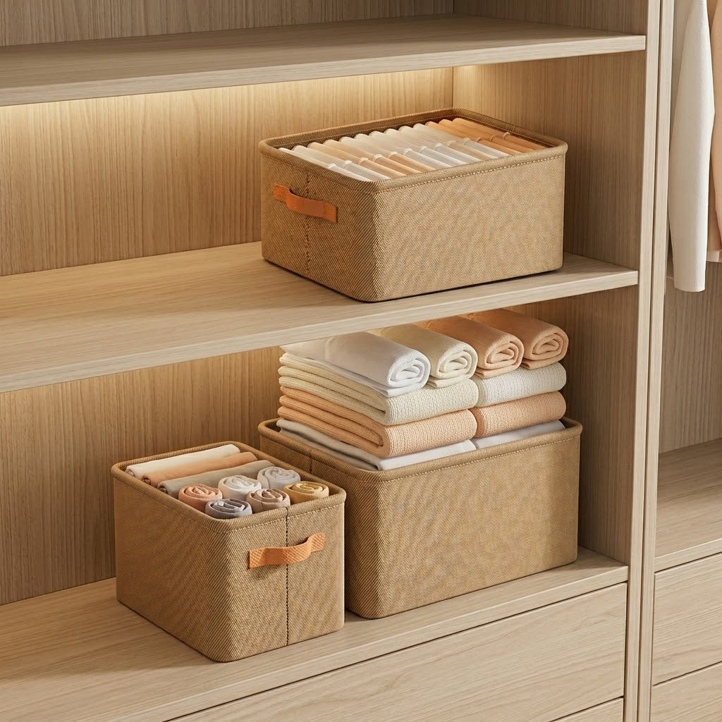 Brineliacosh® Foldable Fabric Storage Box – Stackable Closet Organizer with Handle