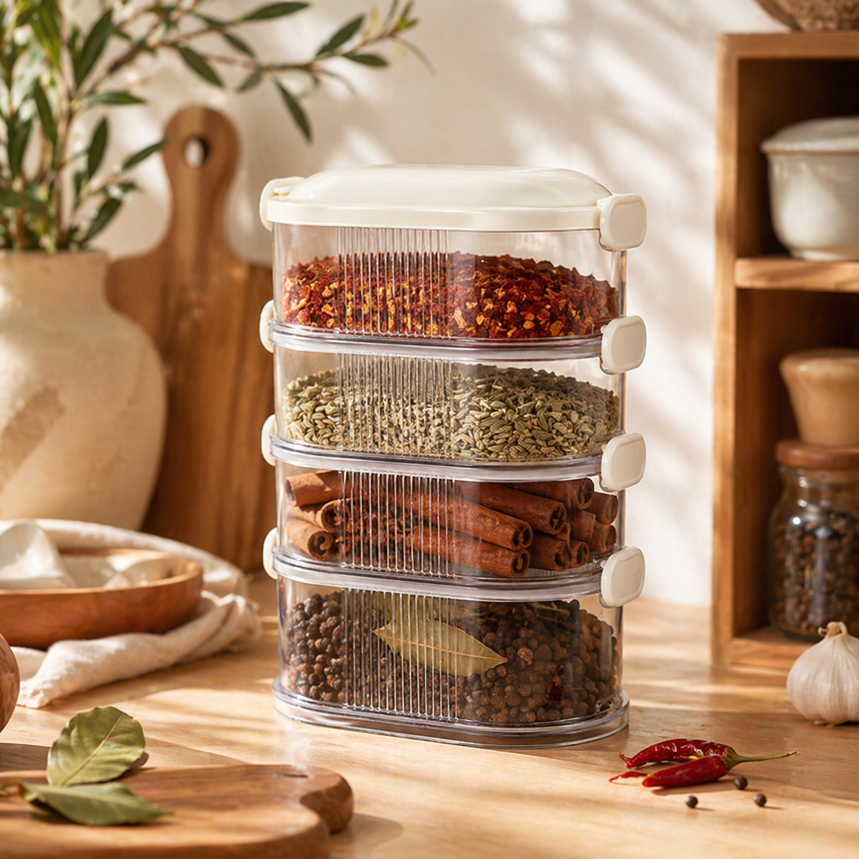 Brineliacosh® Multi-Layer Stackable Spice Organizer with Moisture Protection